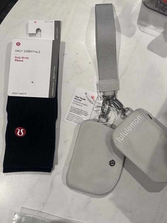 lululemon athletica Accessories - Lululemon dual pouch wristlet keychain and socks bundle daily stride ribbed crew